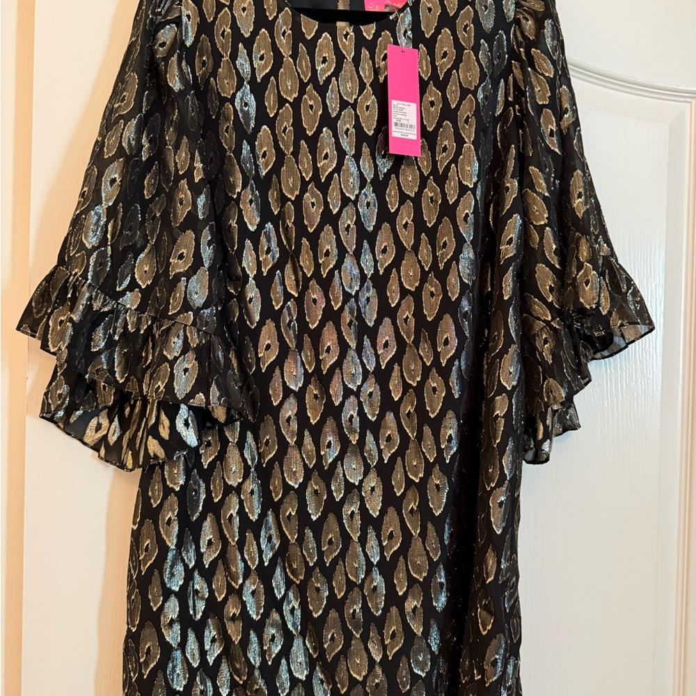 Lilly Pulitzer Black and Gold Patterned Dress